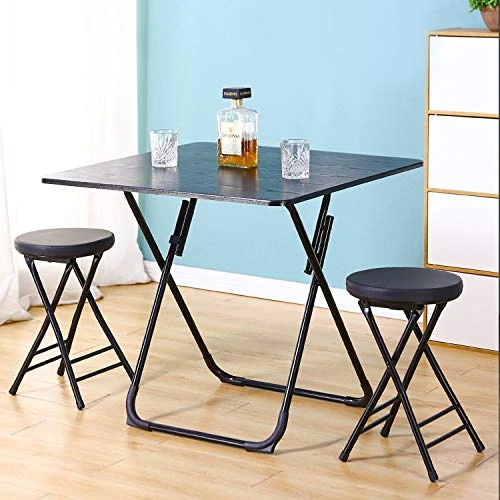 Folding Stool,Cushioned Padded Folding Stool 18.1 Inch,Brown Portable Heavy Duty Collapsible Padded Round Stool - Image 4