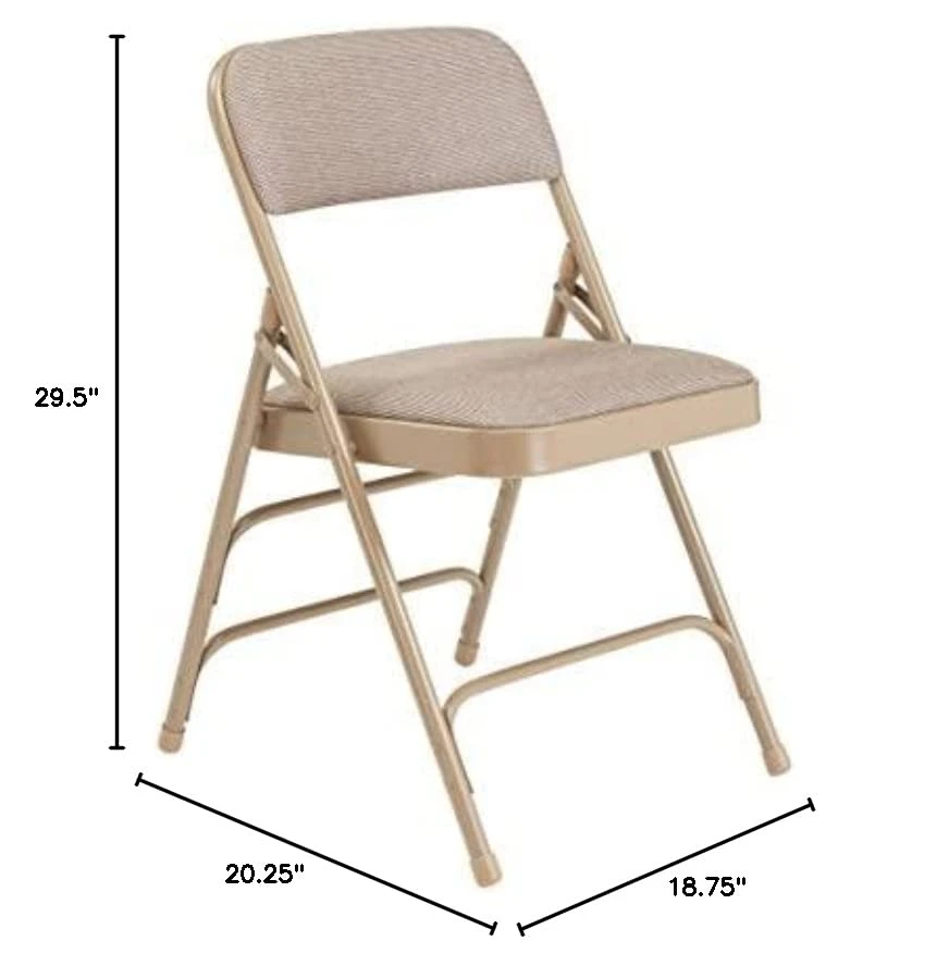 National Public Seating 2300 Series Steel Frame Upholstered Premium Fabric Seat And Back Folding Chair With Triple Brace, 480 Lbs Capacity, Cafe Beige/Beige (Carton Of 4) - Image 2