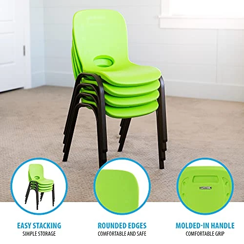 Lifetime 80473 Kids Stacking Chair (4 Pack), Lime Green - Image 3