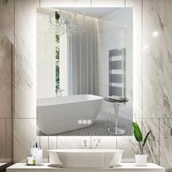 Benime 24×32 Inch LED Backlit Mirror Bathroom, 2023 Upgraded Brightness Dimmable LED Mirror For Bathroom With Anti-Fog, Stepless Colors, Smart Vanity Bathroom Mirror With Lights, Light Mirror For Gift