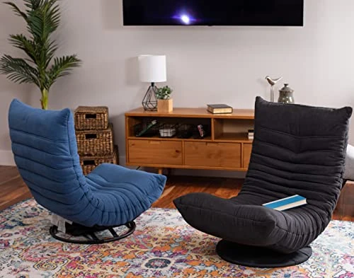 BIRDROCK HOME Swivel Floor Chair For Adults Or Kids | 30.5" H X 23.64" W. 8" Thick Cushion | Grey | 360 Rotating Gaming Seats | Comfy Back Support | Foldable Banana Chair - Image 2