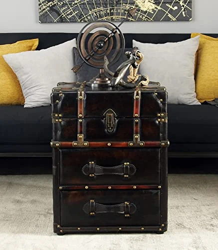 Deco 79 Wood Rectangle Cabinet With Buckle Hinged Top, 18" X 18" X 23", Dark Brown - Image 2