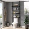 ALLZONE Bathroom Organizer, Over The Toilet Storage, 4-Tier Adjustable Shelves For Small Room, Saver Space, 92 To 116 Inch Tall, Black