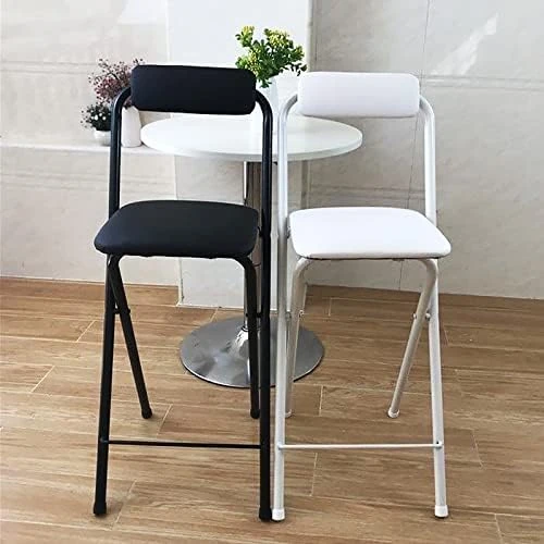 DDB Folding Bar Stool With Backrest,Leather Padded Counter Height Foldable Stool,Portable Folding Stool Tall Bar Stools For Outdoor Kitchen Shop Cafe,1 PC,Black,seat Height 27.5inch - Image 13