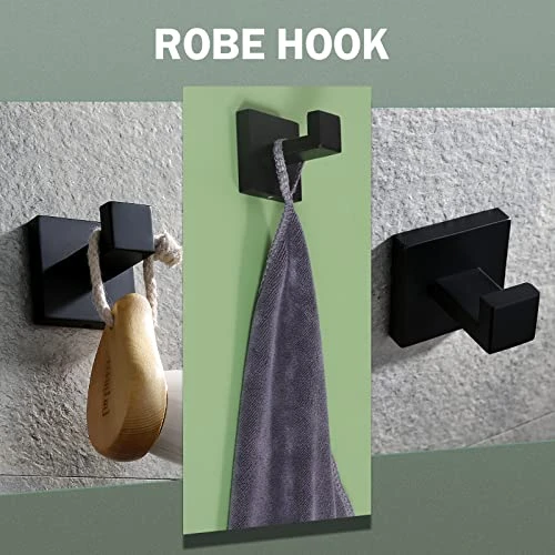 VELIMAX Premium Stainless Steel 4 Pieces Bathroom Hardware Accessories Set Wall Mounted Towel Bar Set, Matte Black, 23.6-Inch - Image 6