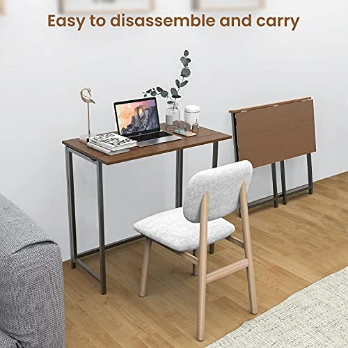 Naspaluro Folding Desk, Folding Computer Desk, No Assembly Home Office Simple Laptop Desk Study Writing Table Foldable Gaming Workstation For Small Space Offices Living Room Bedroom - Image 4