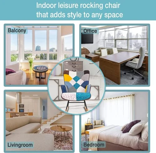 BFU Hxin Nursery Rocking Chair,Small Rocking Chair For Nursery,Cozy Upholstered High Back Glider Rocking Chair With Solid Wood Base For Nursery Living Room Bedroom Baby Room,Rocking Chairs Indoor - Image 5