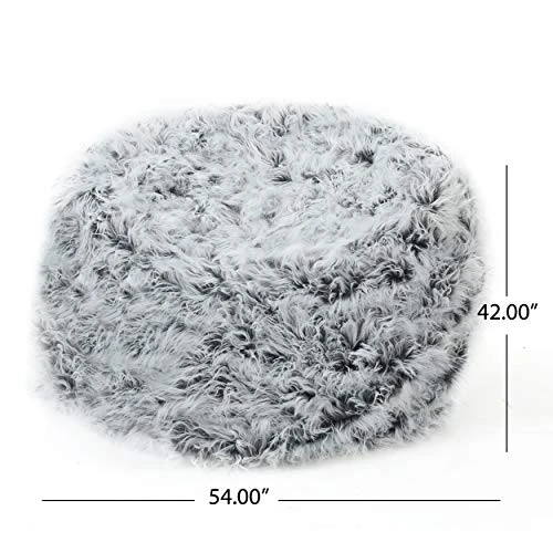 GDFStudio Lycus Faux Fur Bean Bag Chair (Silver Grey) - Image 5
