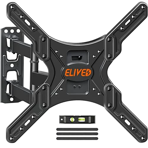 ELIVED TV Wall Mount For Most 26-55 Inch TVs, Swivel And Tilt Full Motion TV Mount With Single Stud Perfect Center Design, TV Bracket Max VESA 400x400mm, Holds Up To 88 Lbs.