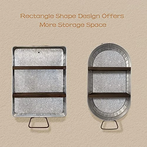 WOODEXPE Galvanized Wash Tub With Shelves Rustic Bathroom Decor Rustic Farmhouse Bathroom Shelf - Image 3