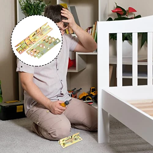 DOITOOL Metal Bed Frame 8pcs Bed Frame Brackets Bed Hinges Bed Rail Fittings Heavy Duty Bed Rail Brackets For Connecting To Wood Headboards Foot-Boards Universal 4Inch Heavy Duty Bed Frames - Image 3