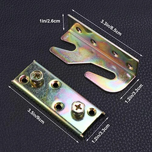 VILLCASE King Size Mattress 4 Sets Bed Rail Brackets With Screws Heavy Duty Non- Mortise Bed Frame Hardware Rust Proof Bed Frame Connectors For Headboards, Footboards King Bed Frame - Image 3