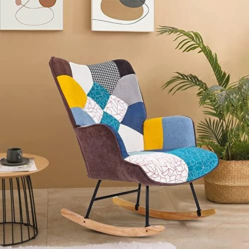 KINFFICT Accent Rocking Chair, Velvet Tufted Upholstered Glider Rocker For Nursery, Comfy Armchair With Side Pockets, Modern Lounge Arm Chair For Living Room, Bedroom (Velvet Off White) - Image 7