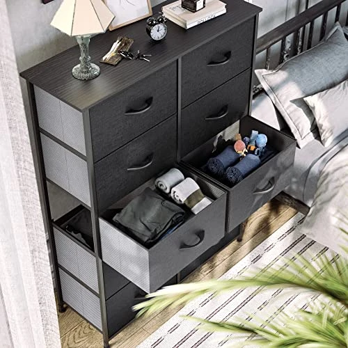 YITAHOME 10 Drawer Dresser - Fabric Storage Tower, Organizer Unit & Nursery - Sturdy Steel Frame & 7-Drawer Fabric Dresser, Furniture Storage Tower Cabinet, Organize, Wooden Top, Charcoal - Image 4