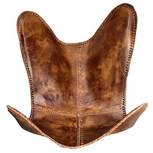 Shy Shy Brown Vintage Leather Arm Folding Chair/Genuine Antique Leather Butterfly Chair Home Décor/Handmade Chair (with Fold-able Stand) - Camping-Hiking-Chairs - Image 4