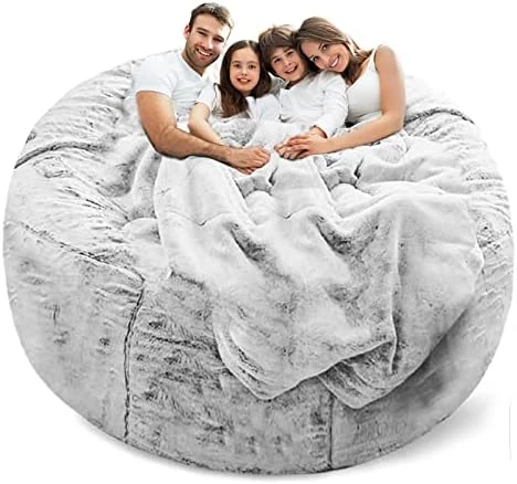 LapEasy Giant Bean Bag Chair Cover(Cover Only,No Filler),Oversized Round Soft Fluffy PV Velvet Washable Lazy Sofa Bean Bag Bed Cover For Adults, Living Room Bedroom Furniture Outside Cover(Black) - Image 12