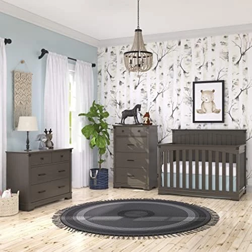 Child Craft Redmond 3-Piece Baby Nursery Set With 4-in-1 Convertible Crib, 3-Drawer Dresser, And 4-Drawer Chest, Dapper Gray - Image 8