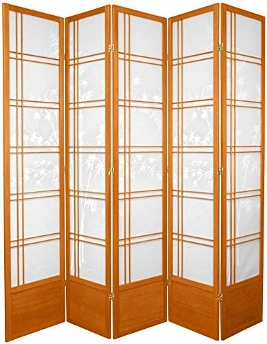 Oriental Furniture 7 Ft. Tall Bamboo Tree Shoji Screen - Honey - 5 Panels - Image 8