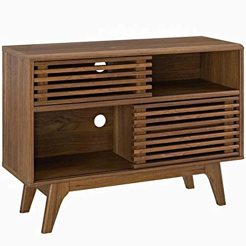 Modway Render Mid-Century Modern Two-Tier Display Stand In Walnut - Image 2