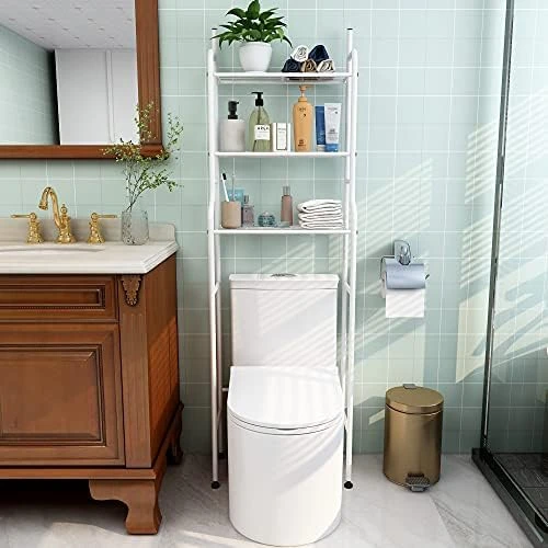 HAHRIR 3-Shelf Bathroom Organizer Over The Toilet Space Saver Over The Toilet Rack Bathroom Corner Stand Storage Organizer, Brown - Image 8