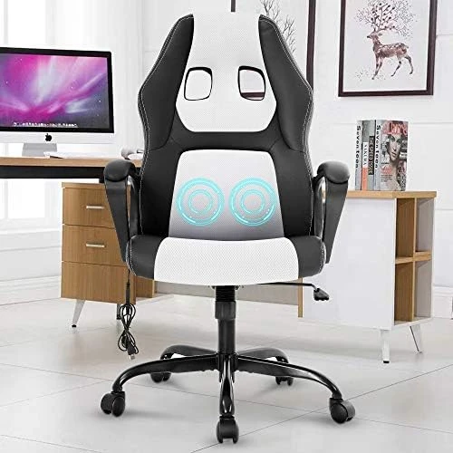 Gaming Chair PC Computer Chair Office Chair For Adult Teen Kids, Ergonomic PU Leather Gamer Chair With Lumbar Support High Back Adjustable Rolling Swivel Desk Chair, Black - Image 8