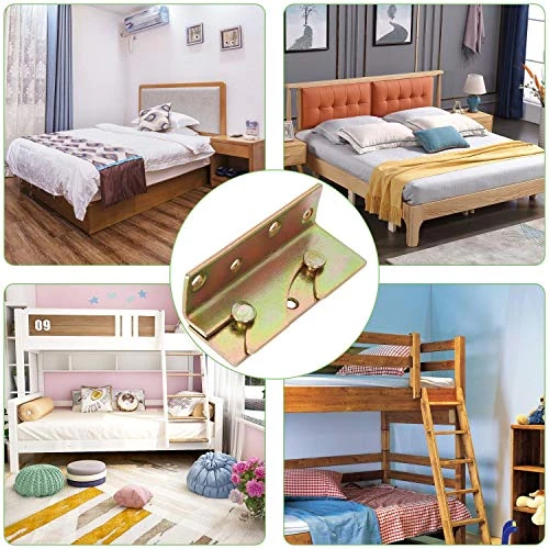 12 Sets Bed Rail Fittings No-Mortise Bed Rail Brackets Heavy Duty Bed Frame Hardware Rust Proof Bed Frame Connectors For Headboards, Footboards - With Screws - Image 5