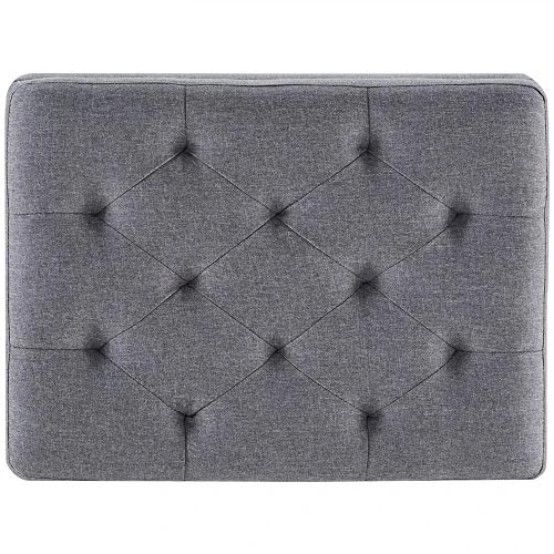 BELLEZE 24 Inch Modern Tufted Bedroom Storage Ottoman Bench, Linen Lift Top Upholstered Foam Padded Rectangular Footstool, Easy Assemble Furniture - Jay (Gray) - Image 4