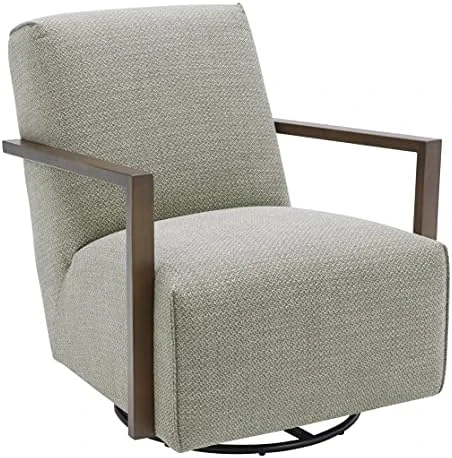 Amazon Brand – Rivet Contemporary Upholstered Glider Accent Chair With Wood Arms, 30.3"W, Stucco - Image 8