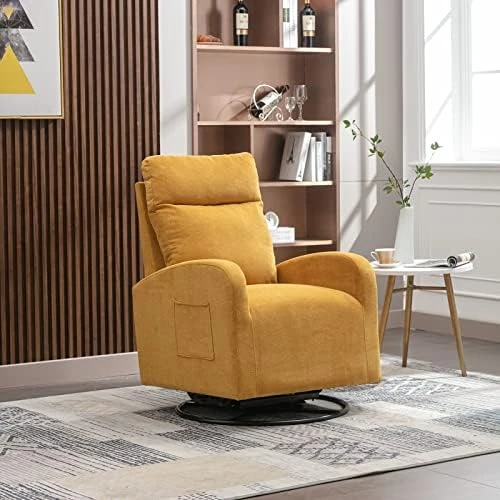 GNIXUU Rocking Chair Nursery, Swivel Glider With Ottoman, Accent Chairs Rocker With Arm For Living Room, Baby Room, Bedroom, White Teddy Fabric - Image 5