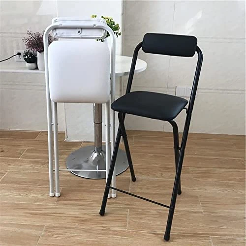 DDB Folding Bar Stool With Backrest,Leather Padded Counter Height Foldable Stool,Portable Folding Stool Tall Bar Stools For Outdoor Kitchen Shop Cafe,1 PC,Black,seat Height 27.5inch - Image 7