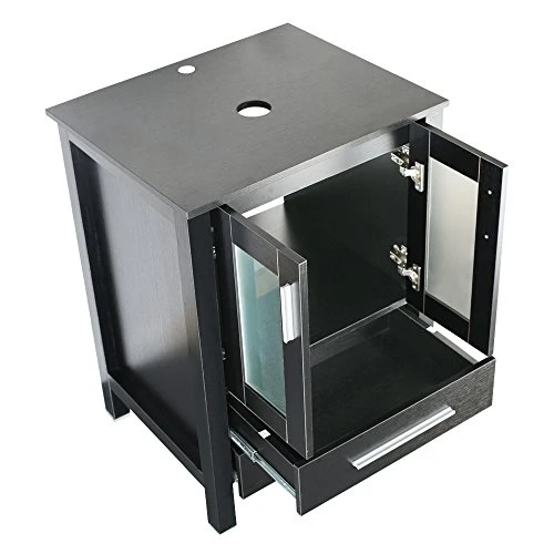 Eclife 36" Black Bathroom Vanity W/Black Side Cabinet Combo Modern Pedestal Cabinet Set Pedestal Stand Wood With Bathroom Vanity Mirror Drawers Soft Closing Cabinet Doors Set (B02B11) - Image 3