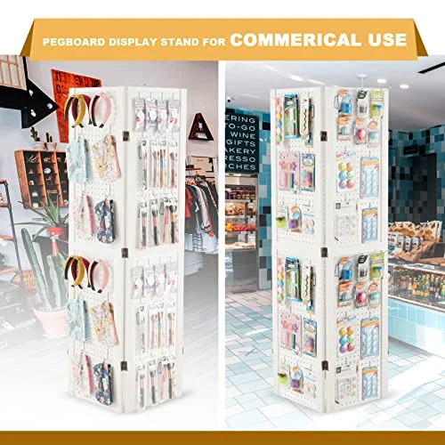 Haddockway 4 Panel Pegboard Display 5 Ft Folding Privacy Screen Wood Room Divider Portable Freestanding Display Board Wall Organizer For Craft Show, Jewelry, Retail, Cloth - Image 2