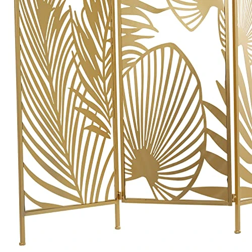 Deco 79 Metal Rectangle Room Divider Screen With Palm Leaf Patterns, 48" X 1" X 71", Gold - Image 2