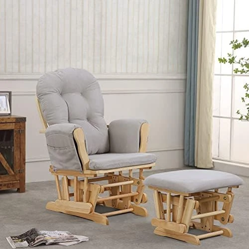 REJOICE HOME Atoll Glider With Ottoman, Black/Beige - Image 5