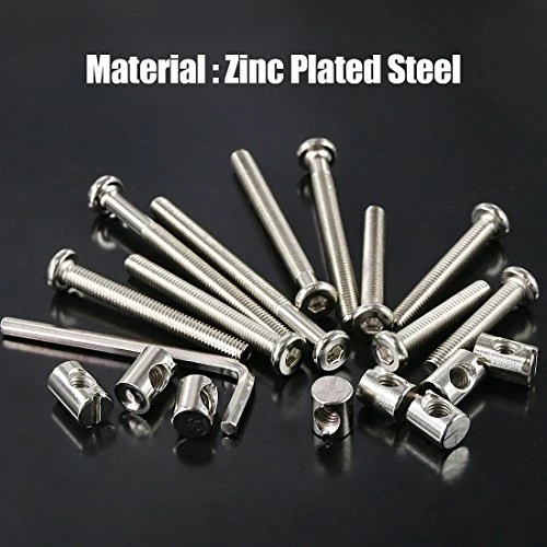 Swpeet 100Pcs Crib Hardware Screws, Nicked Plated M6 × 40/50/60/70/80mm Hex Socket Head Cap Crib Baby Bed Bolt And Barrel Nuts With 1 X Allen Wrench Perfect For Furniture, Cots, Crib Screws - Image 3