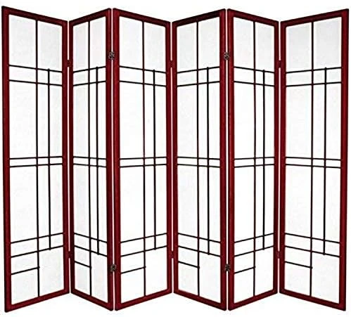 Oriental Furniture 6 Ft. Tall Eudes Shoji Screen - Rosewood - 6 Panels - Image 13