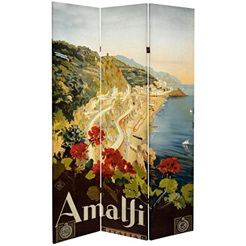 Oriental Furniture 6 Ft. Tall Double Sided Amalfi/Riviera Canvas Room Divider - Image 2