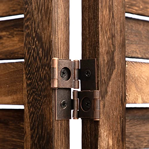 ALIMORDEN 5.7 Ft 3 Panels Room Dividers, Vintage Natural Wooden Privacy Screen, Folding Wall Divider, Space Seperate, Brown - Image 4