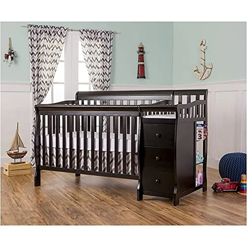 Dream On Me 5 In 1 Brody Convertible Crib With Changer In Black, Greenguard Gold Certified, Comes With 1" Changing Pad, Non-Toxic Finish, Made Of Durable Pinewood - Image 2