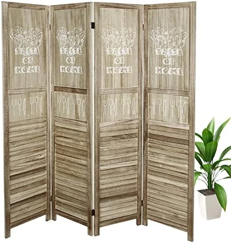 ECOMEX Room Divider 4 Panel, Wood Folding Room Divider Privacy Screens, Freestanding Partition Room Divider Screen Partial Partition For Bedroom, Office, Study,Ivory White - Image 4