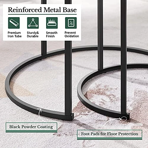 Yaheetech Nesting Coffee Table Set Of 2, Nesting Table, Rustic Stacking Side Tables, Nesting End Table Set W/Round Wooden Tabletop And Sturdy Metal Base For Living Room,Small Space, Gray - Image 6