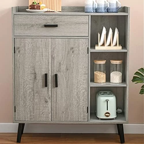 Usikey Storage Cabinet, Bathroom Storage Cabinet With 1 Large Drawer, 2 Doors & 3 Shelves, Kitchen Storage Cabinet, Accent Cabinet For Living Room, Bedroom, Entryway, Office, White - Image 9