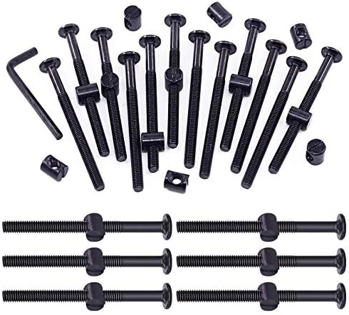 Swpeet 51Pcs Black M6 × 15mm Crib Hardware Screws, Hex Socket Head Cap Crib Baby Bed Bolt And Barrel Nuts With 1 X Allen Wrench Perfect For Furniture, Cots, Crib Screws (M6x15mm) - Image 12
