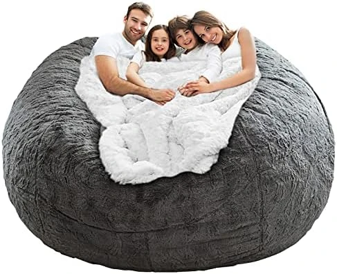 LapEasy Giant Bean Bag Chair Cover(Cover Only,No Filler),Oversized Round Soft Fluffy PV Velvet Washable Lazy Sofa Bean Bag Bed Cover For Adults, Living Room Bedroom Furniture Outside Cover(Black) - Image 9