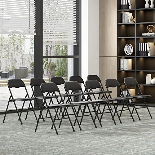 JAXPETY 10 Pack Plastic Folding Chair Foldable Chairs For Outdoor Indoor Commercial Events Wedding Party Chairs With Padded Seat, Black - Image 6