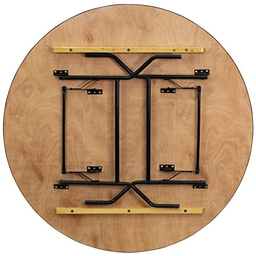 Flash Furniture 5-Foot Round Wood Folding Banquet Table With Clear Coated Finished Top - Image 2