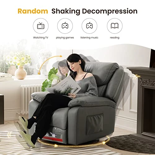 Luffield Large Electronic Power Recliner Chair, 270 Degree Swivel Recliners Comfy Glider Rocking Chairs With USB & Type-C Ports,Soft Fabric Sofa Chair For Living Room - Image 5