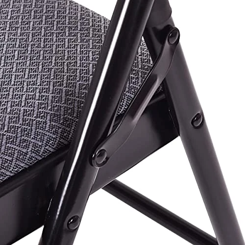 Moccha 4 Pack Folding Chairs, Stackable Fabric Commercial Chair With Metal Frame, Lightweight Portable Foldable Chairs With Padded Seat For Home Office Wedding Party Indoor Outdoor Events(Gray) - Image 4