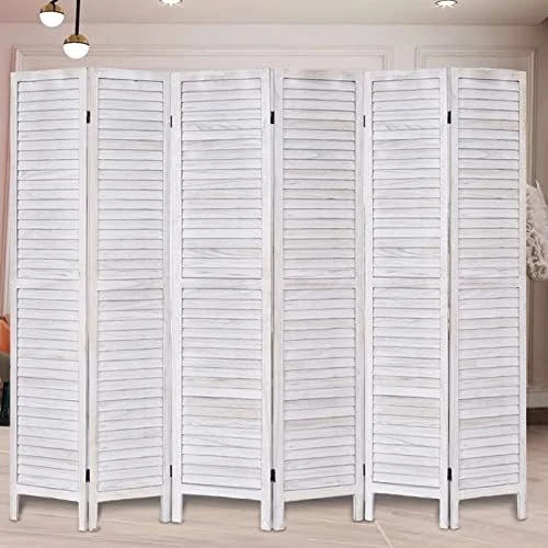 Room Divider 5.6 FT Tall Room Dividers And Folding Privacy Screens Wood Room Divider Wall Folding Screen, Room Divider Screen, 16" Wide Panel Brown, 8 Panel - Image 10