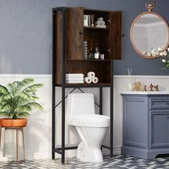 HLXZN Over The Toilet Storage Cabinet - Bathroom Space Saving Storage Organizer Cabinet, Bathroom Organizer Shelf, Toilet Storage Rack